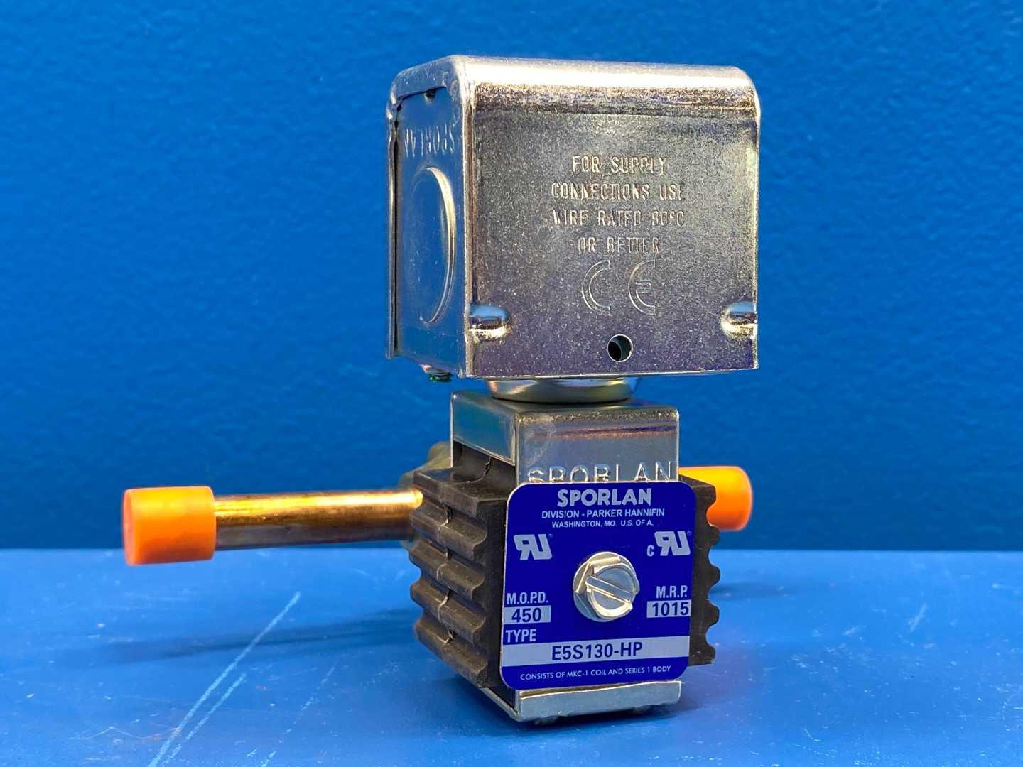 Sporlan Liquid Line Solenoid Valve 3/8" ODF E5S130-HP 24V w/ MKC-1 Coil