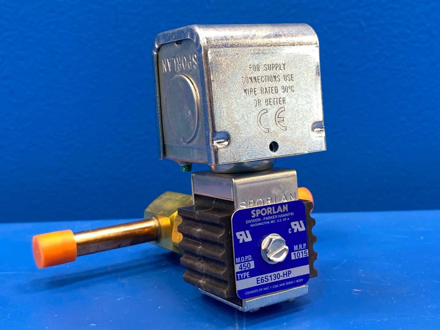 Sporlan Liquid Line Solenoid Valve 3/8" ODF E6S130-HP R-410A 24V w/ MKC-1 Coil