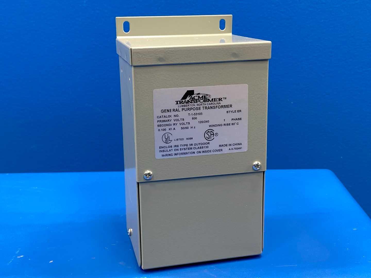 600V to 120/240V 100 VA Single-Phase General Purpose Transformer NEMA 3R Acme T-1-53105