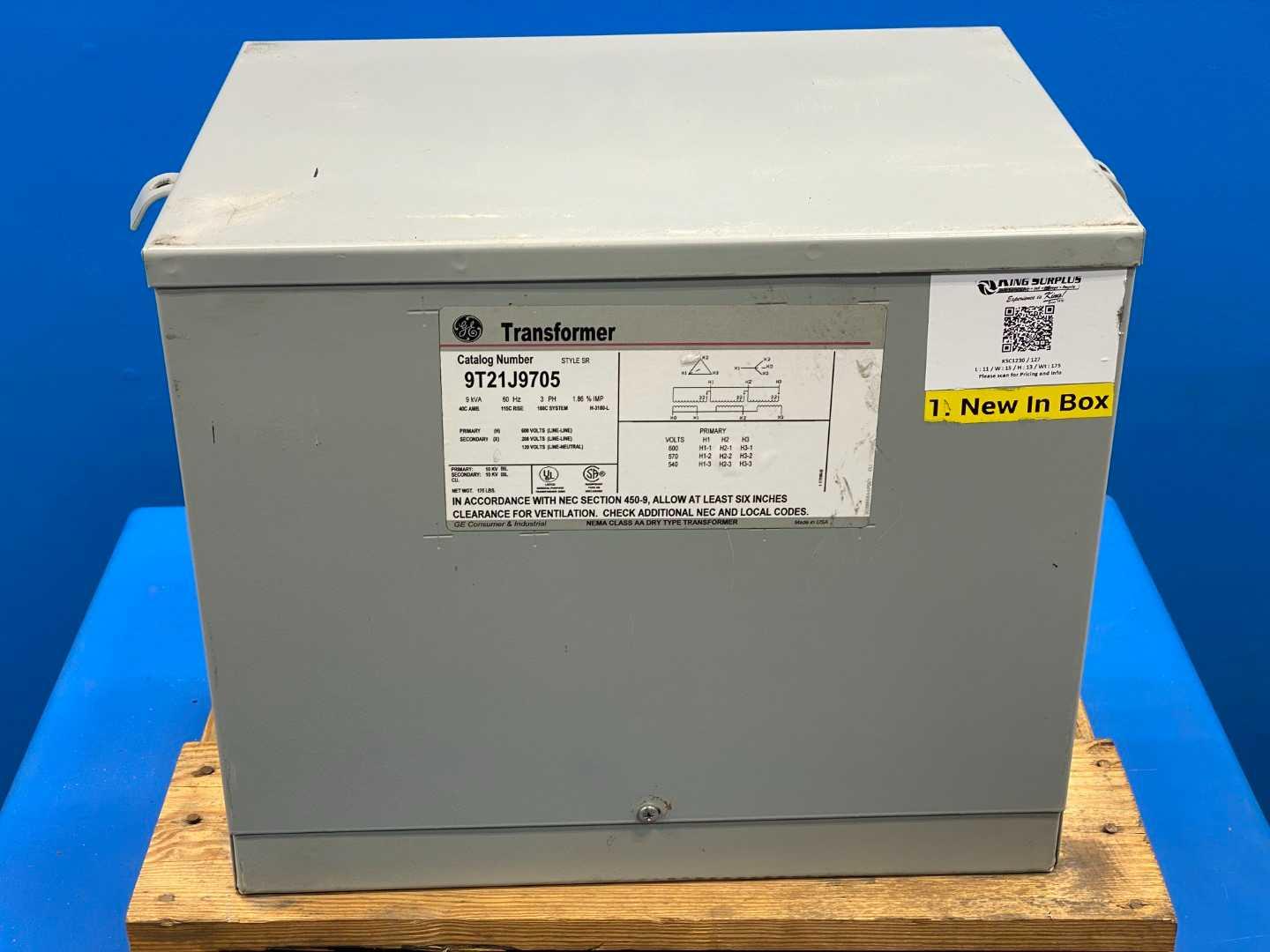 600V to 208Y/120V 9 KVA 3-Phase Dry Type Distribution Transformer GE 9T21J9705