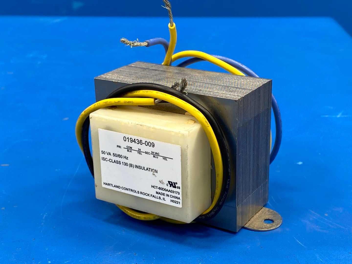 50 VA Single-Phase Control Transformer 50/60Hz Hartland Controls HCT-60D0AA03173 (primary/secondary not stated on nameplate - verify before listing)