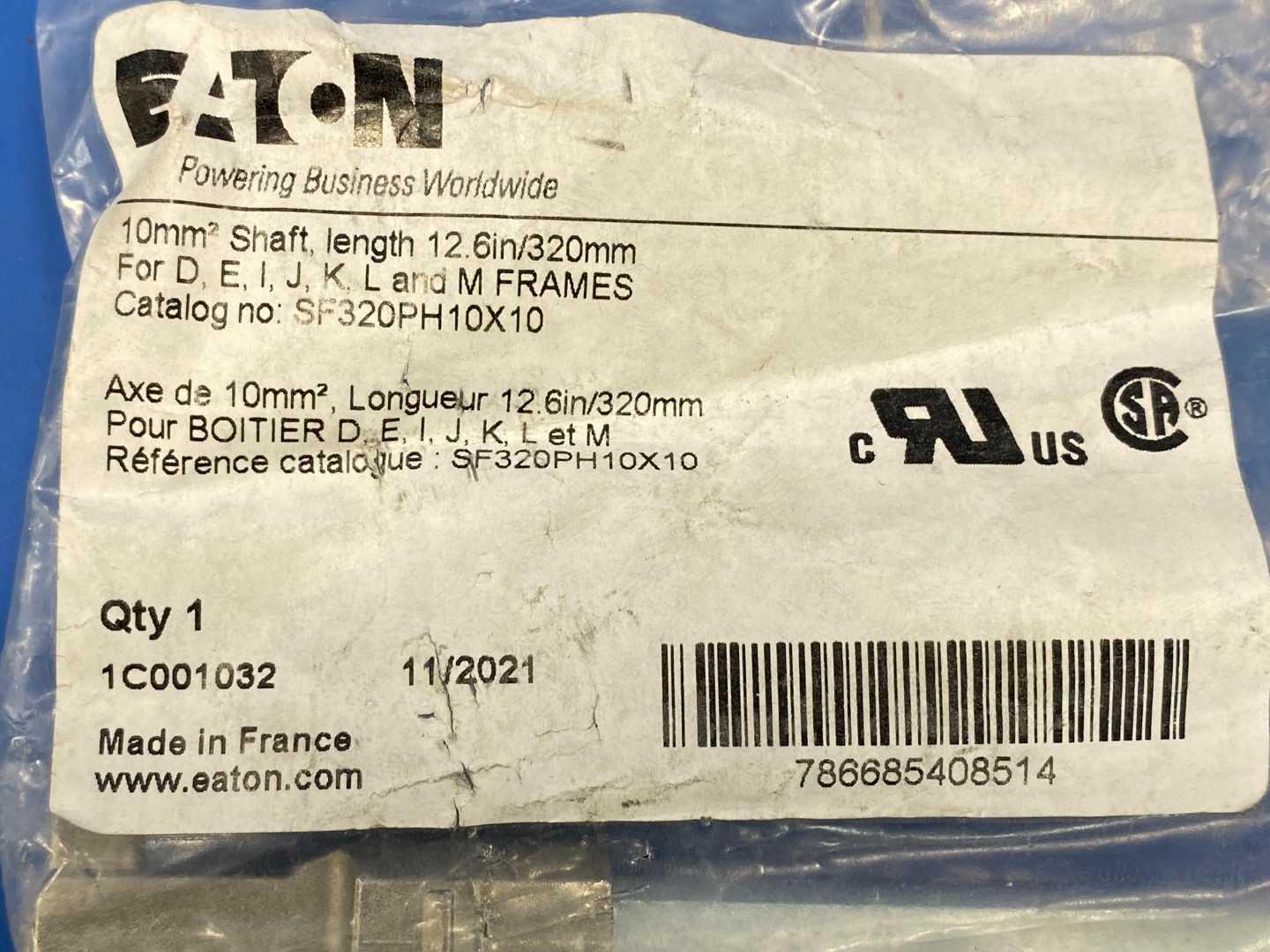 Eaton SF320PH10X10 Rotary Disconnect Shaft Extension 10 x 10 mm cross-section x 320mm length