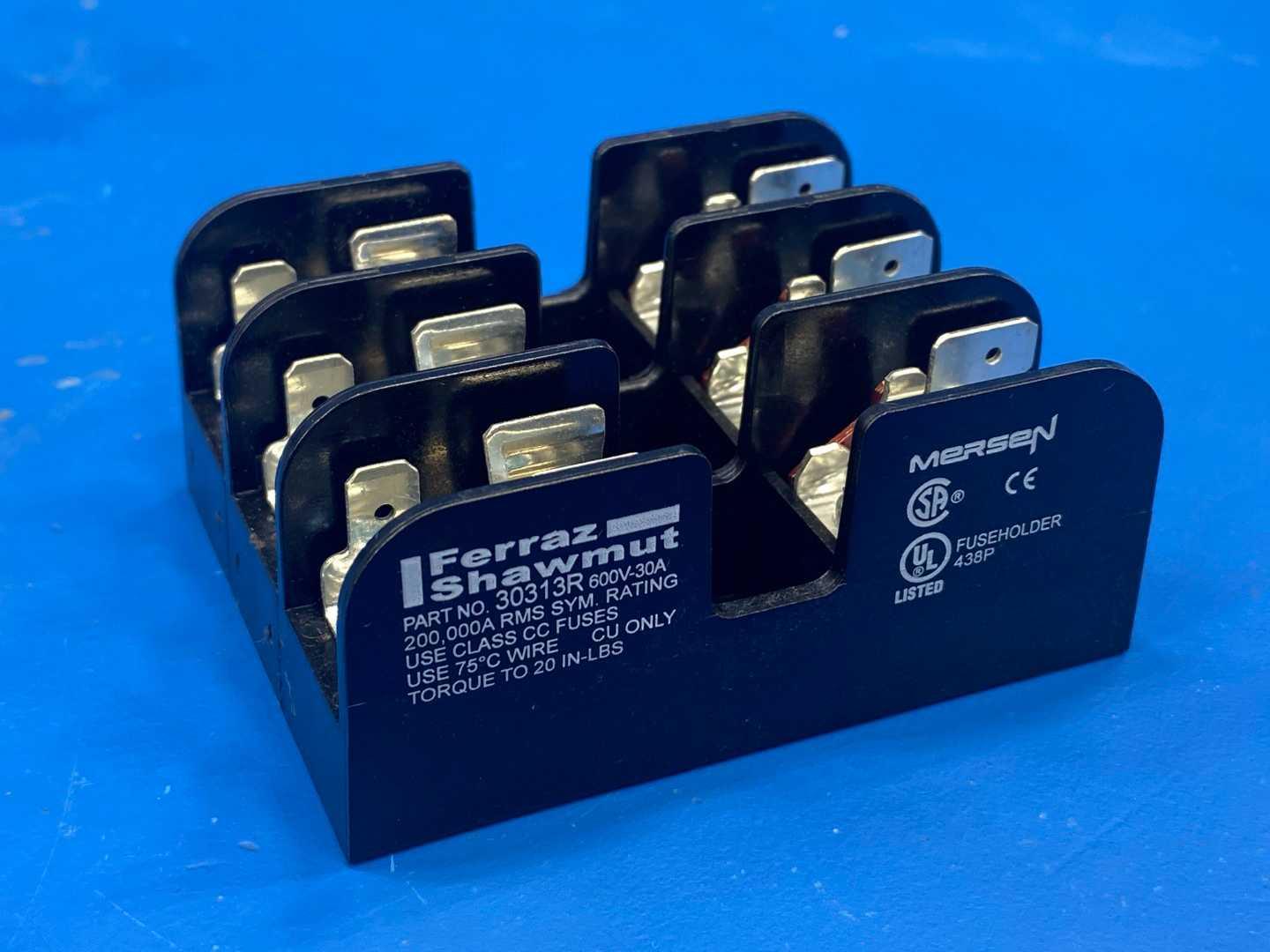 30 Amp Class R Fuse Block 600V 3-Pole Mersen 30313R Rejection Holder