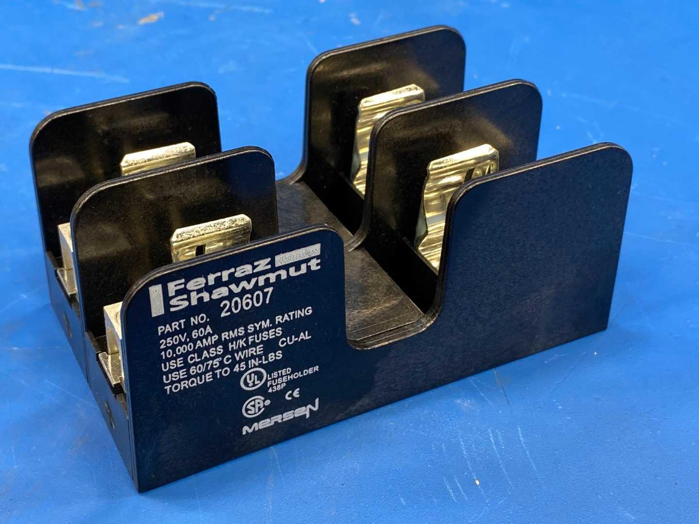 60 Amp Fuse Block 250V Mersen 20607 Class H K5 Holder