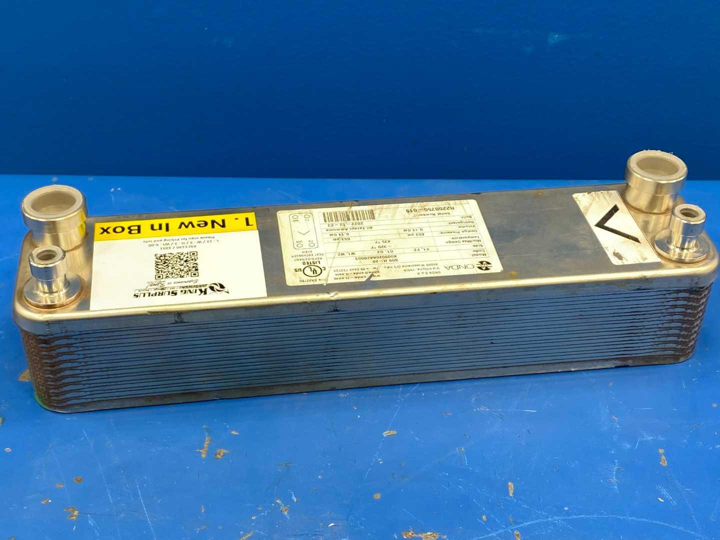 Brazed Plate Heat Exchanger 20 Plate 653 PSI Refrigerant R410A R404A R134a Onda S09 H-20 316L Stainless Steel HVAC Refrigeration Evaporator Condenser