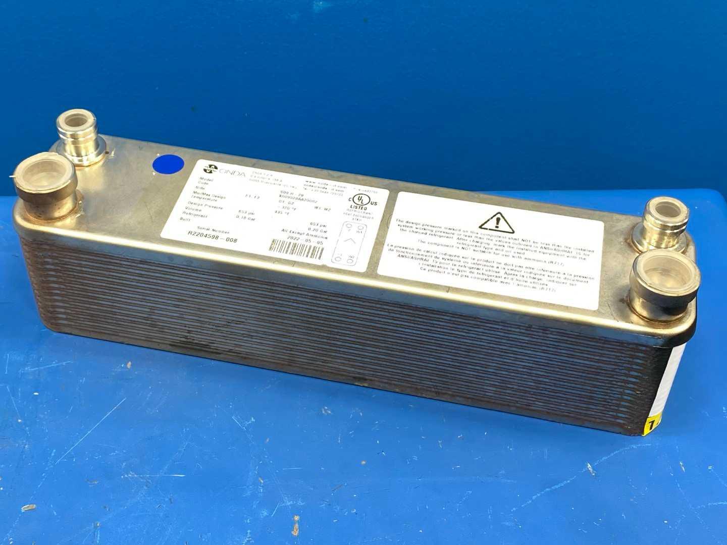 Brazed Plate Heat Exchanger 28 Plate 653 PSI Refrigerant R410A R404A R134a Onda S09 H-28 316L Stainless Steel HVAC Refrigeration Evaporator Condenser