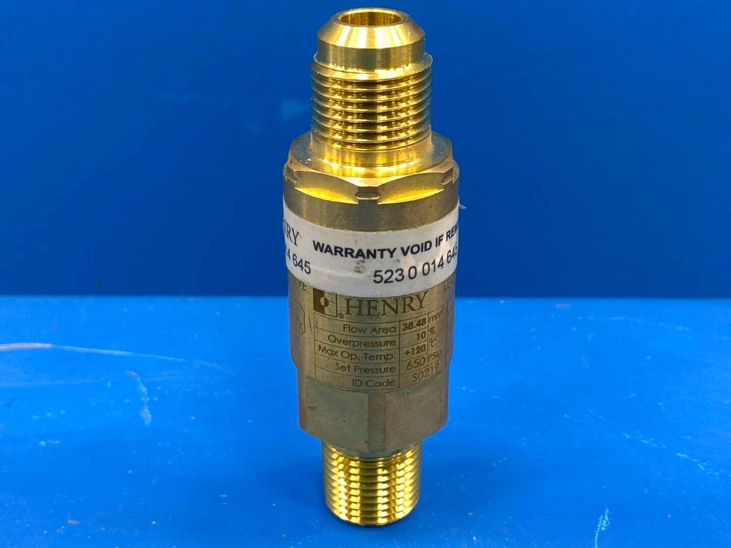 Henry 5231BX Pressure Relief Valve X Series 1/2" 650 PSIG Brass Straight-Thru Type