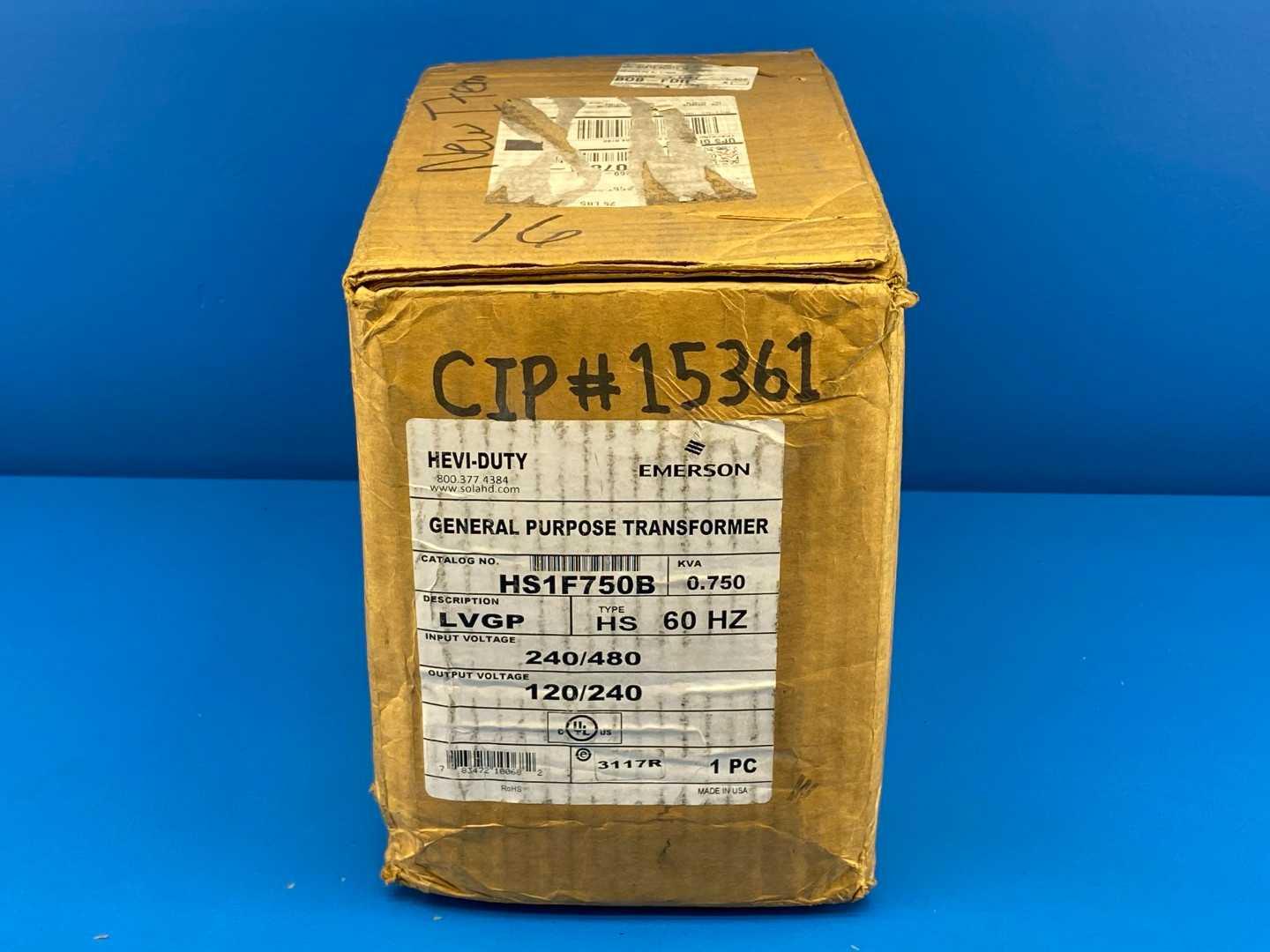240/480V to 120/240V 750 VA Single-Phase Low Voltage General Purpose Transformer Sola Hevi-Duty HS1F750B (Factory Sealed)
