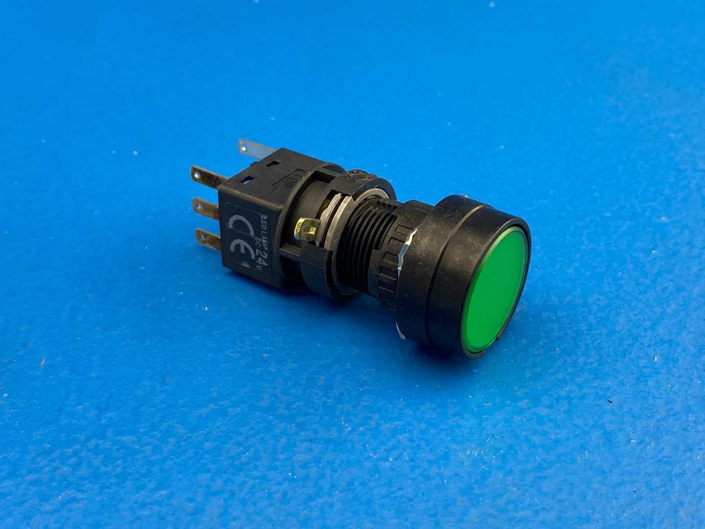 IDEC HA1L-M1C14G Illuminated Pushbutton Switch, 16mm / Momentary / 1 NO + 1 NC Contacts / Green