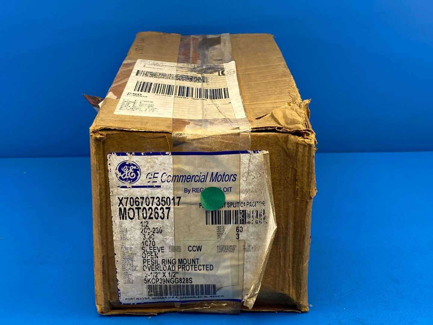 1/2 HP Commercial Motor 1070 RPM 1PH 200-230V 60Hz GE MOT02637 X70670735017
