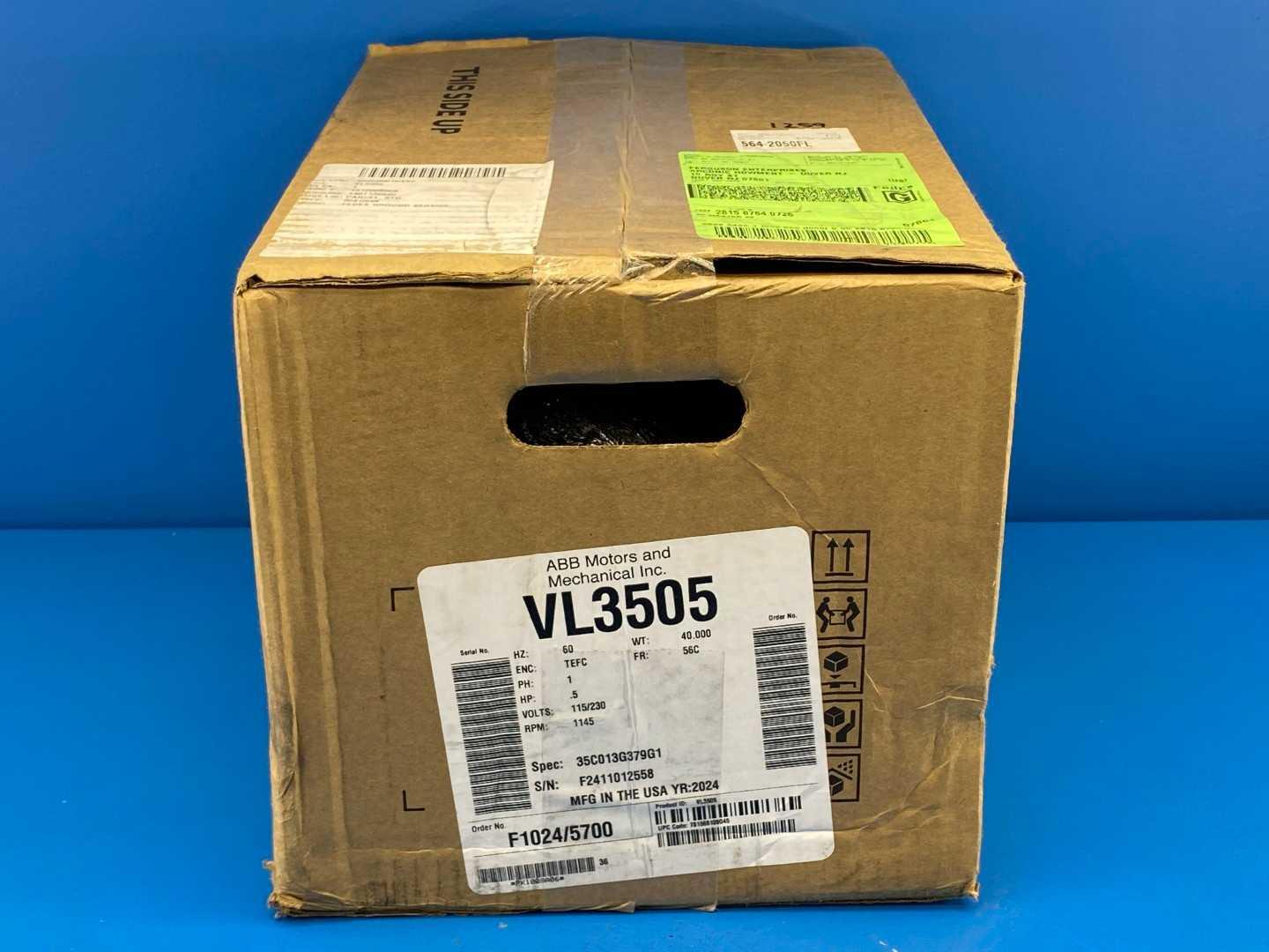 1/2 HP Electric Motor 1145 RPM 1PH 115/230V 56C TEFC Baldor VL3505 Single Phase Motor