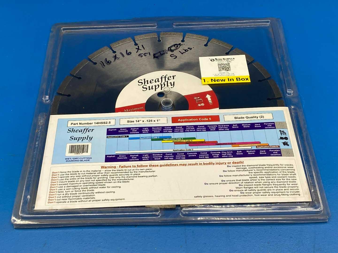 Sheaffer Supply 14HSS2.5 Wet/Dry Cutting Diamond Blade 14" x .125" x 1"