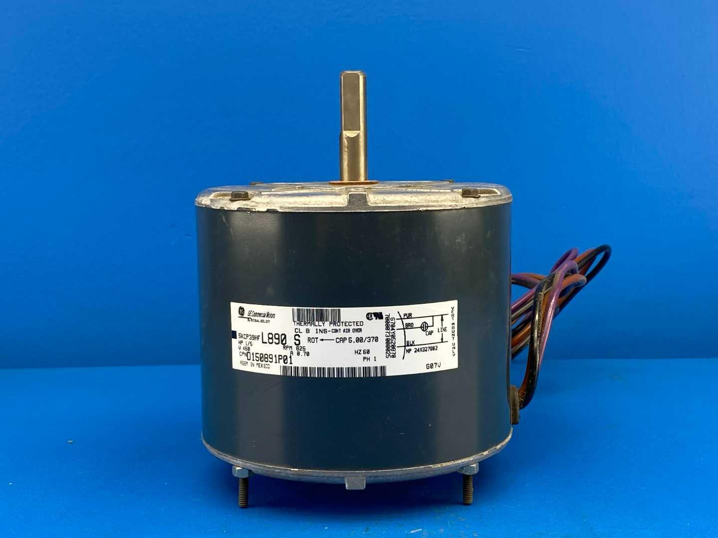 1/5 HP Blower Motor 825 RPM 460V 1PH TENV GE 5KCP39HFL890S X70370327010 Permanent Split Capacitor