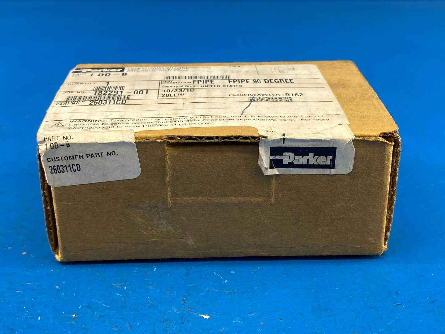 Parker 1DD-8 FPipe-Fpipe, 90 Degree Angle, Steel Construction, Fluid Transfer Connection