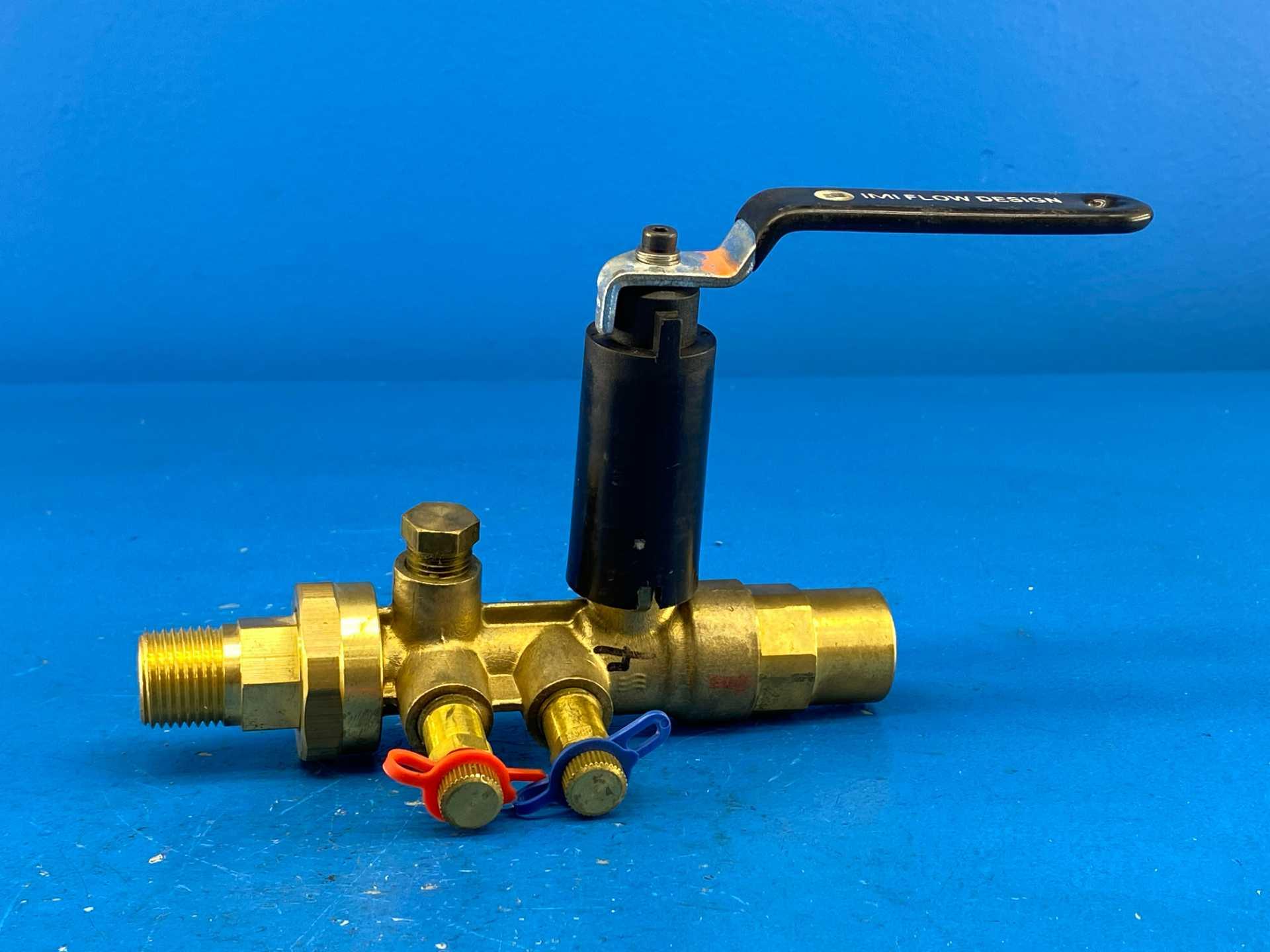 IMI Flow Design UASBS-A-075S-050M-V4-EH UA SBS V4-EH Venturi Balancing Ball Valve 3/4" S x 1/2" M Brass 600 WOG PN40 2.2-7.5 GPM Type A