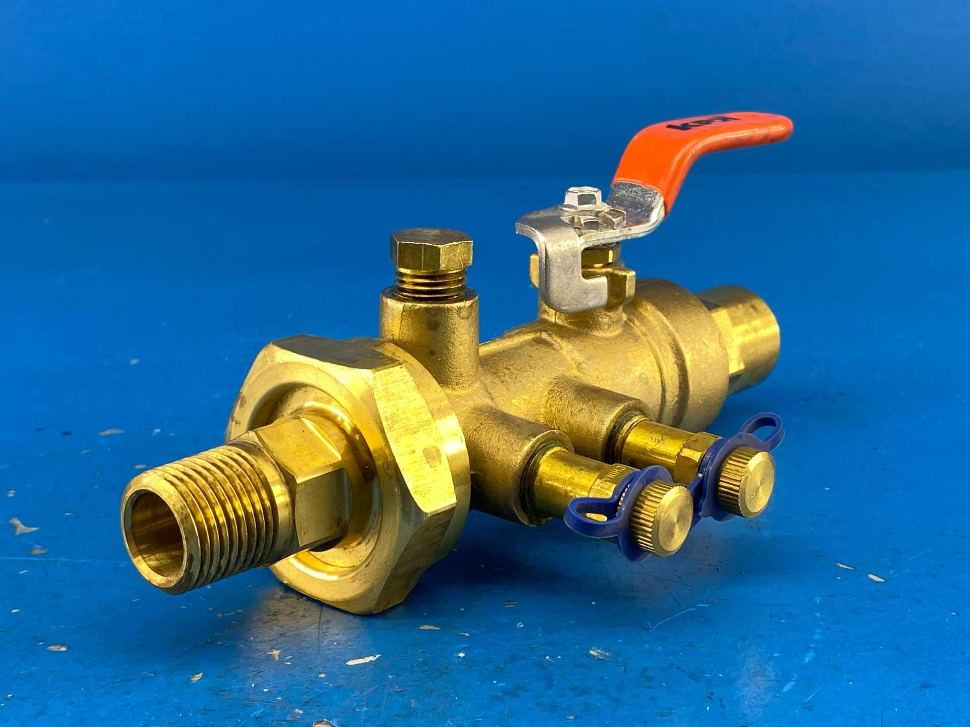IMI Flow Design UBB100S-075M, PL1, PT2, PT3 UB B Shut-Off Ball Valve 1" S x 3/4" M Brass 600 WOG PN40 600 PSIG