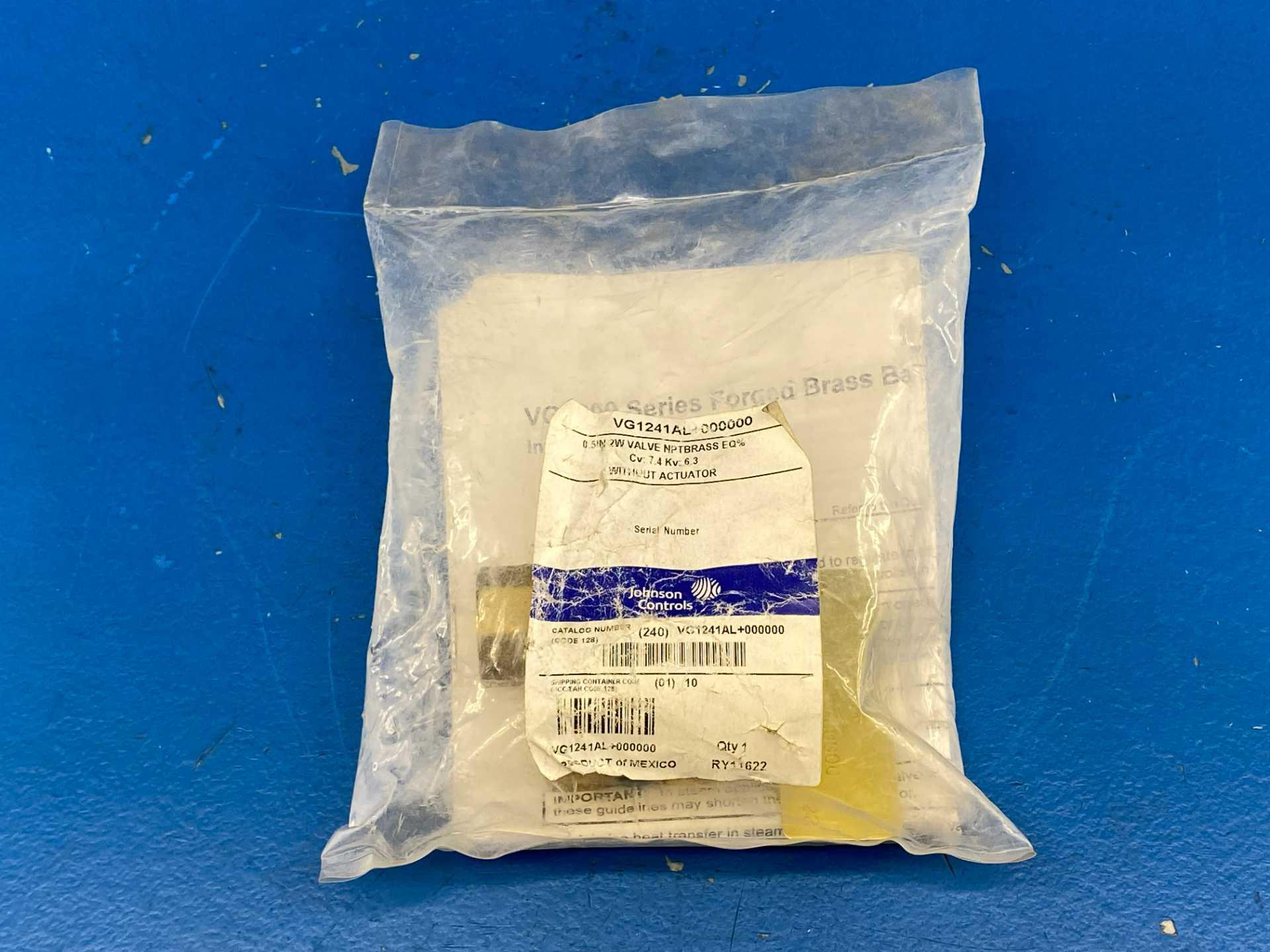 Johnson Controls VG1241AL +000000, 0.5in 2w Valve NPT BRASS Without Actuator VALVE ONLY