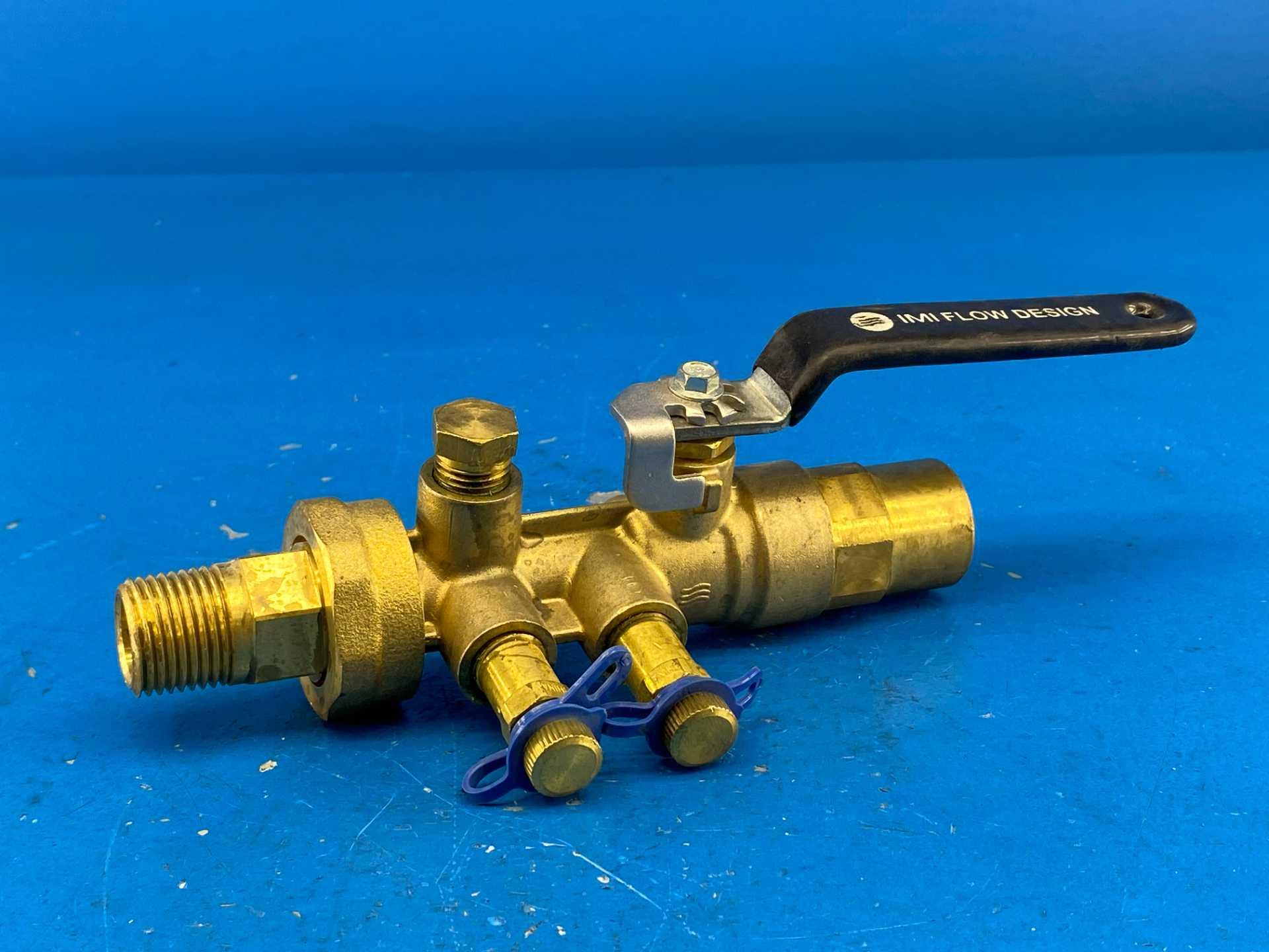 IMI Flow Design UBA100S-075M, PL1, PT2, PT3 UB A Shut-Off Ball Valve 1" S x 3/4" M Brass 600 WOG PN40 600 PSIG