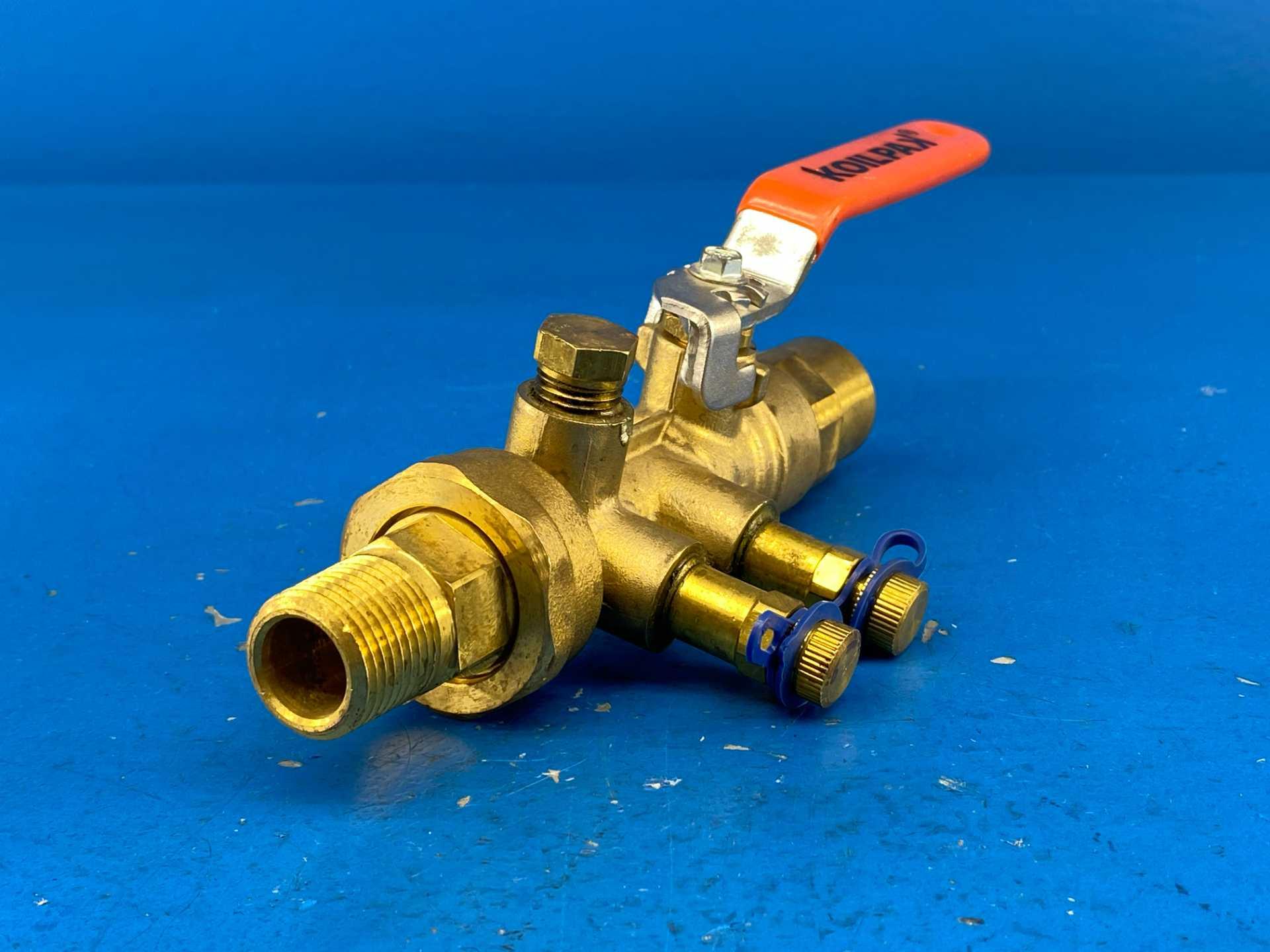 IMI Flow Design UBSBSA0100S-075M,PL1,PT2,PT3 UB SBS A Koilpak Shut-Off Ball Valve 1" S x 3/4" M Brass 600 WOG PN40 600 PSIG