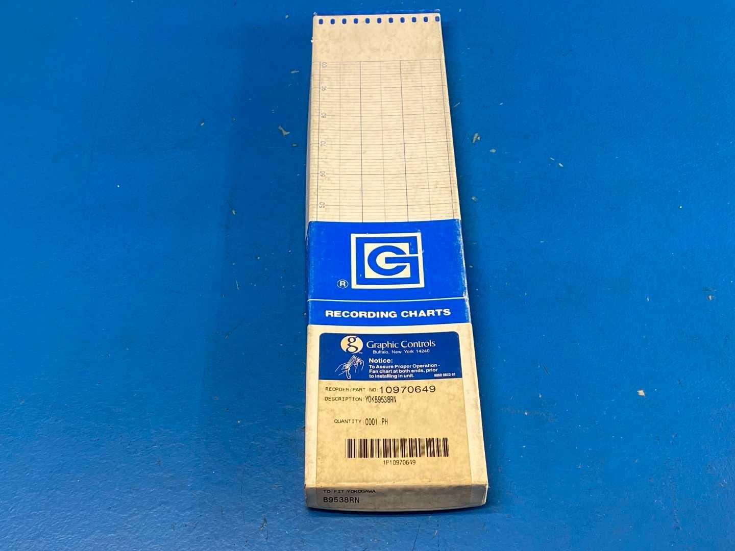 Graphic Controls 10970649 Strip Chart Paper For Yokogawa B9538RN, 344mm x 66ft, 0-100 Range