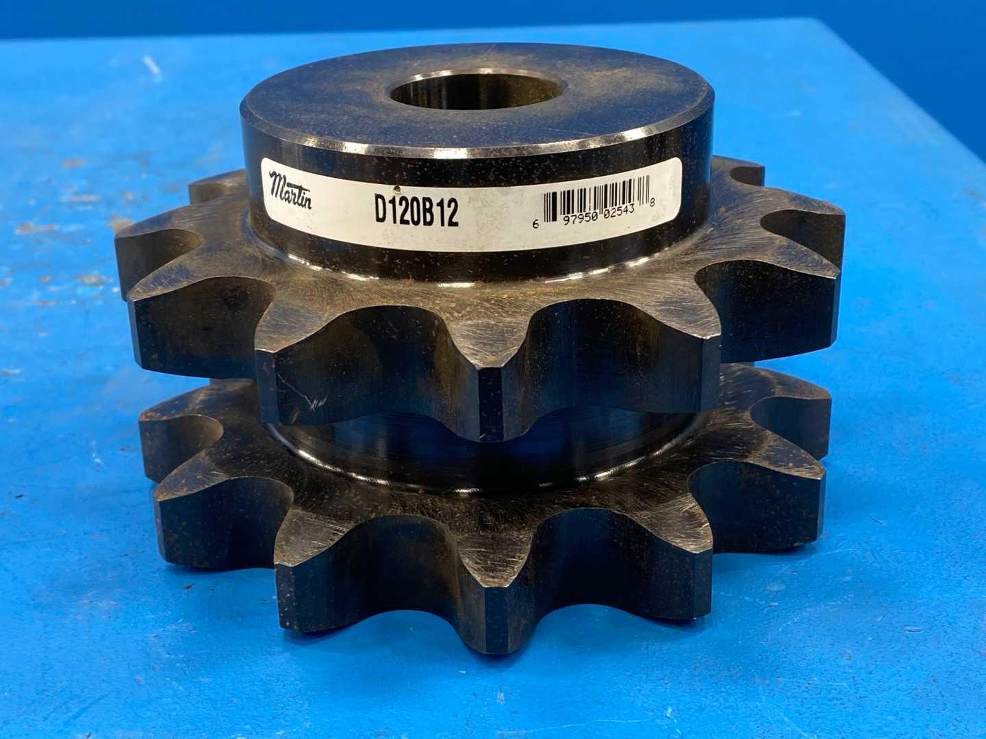 Martin Sprocket & Gear D120B12 Double Roller - Bored to Size - B Hub, 12 Teeth, 1.5 in Stock Bore, Steel Material