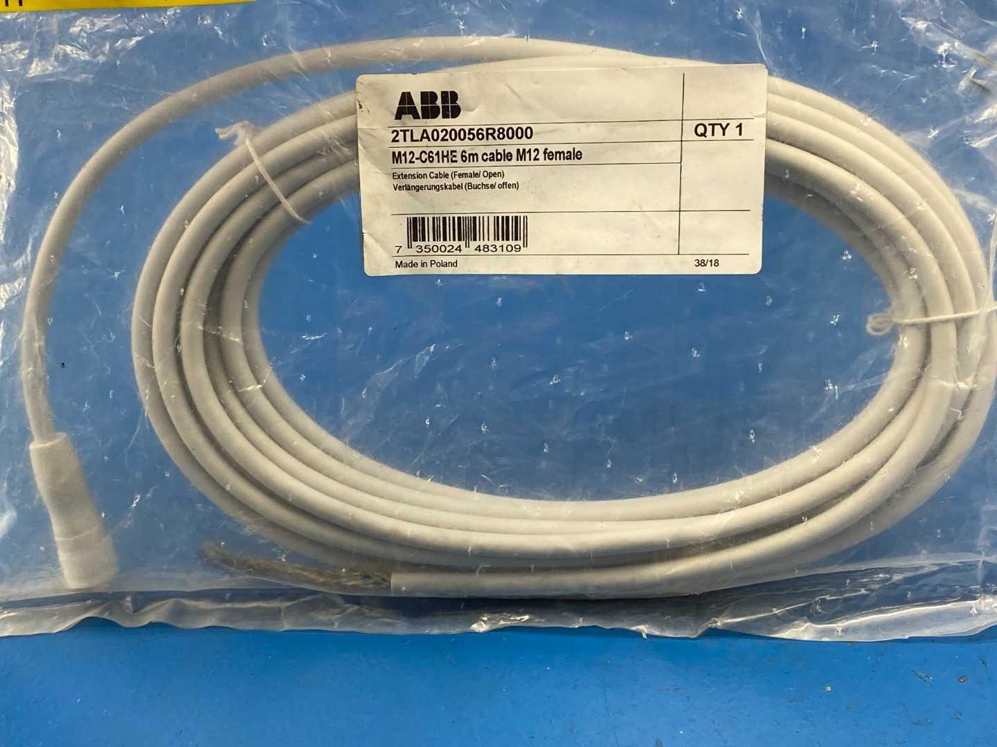 ABB 2TLA020056R8000 M12-C61HE- 6m Cable M12 Female Extension Cable (Female/Open)