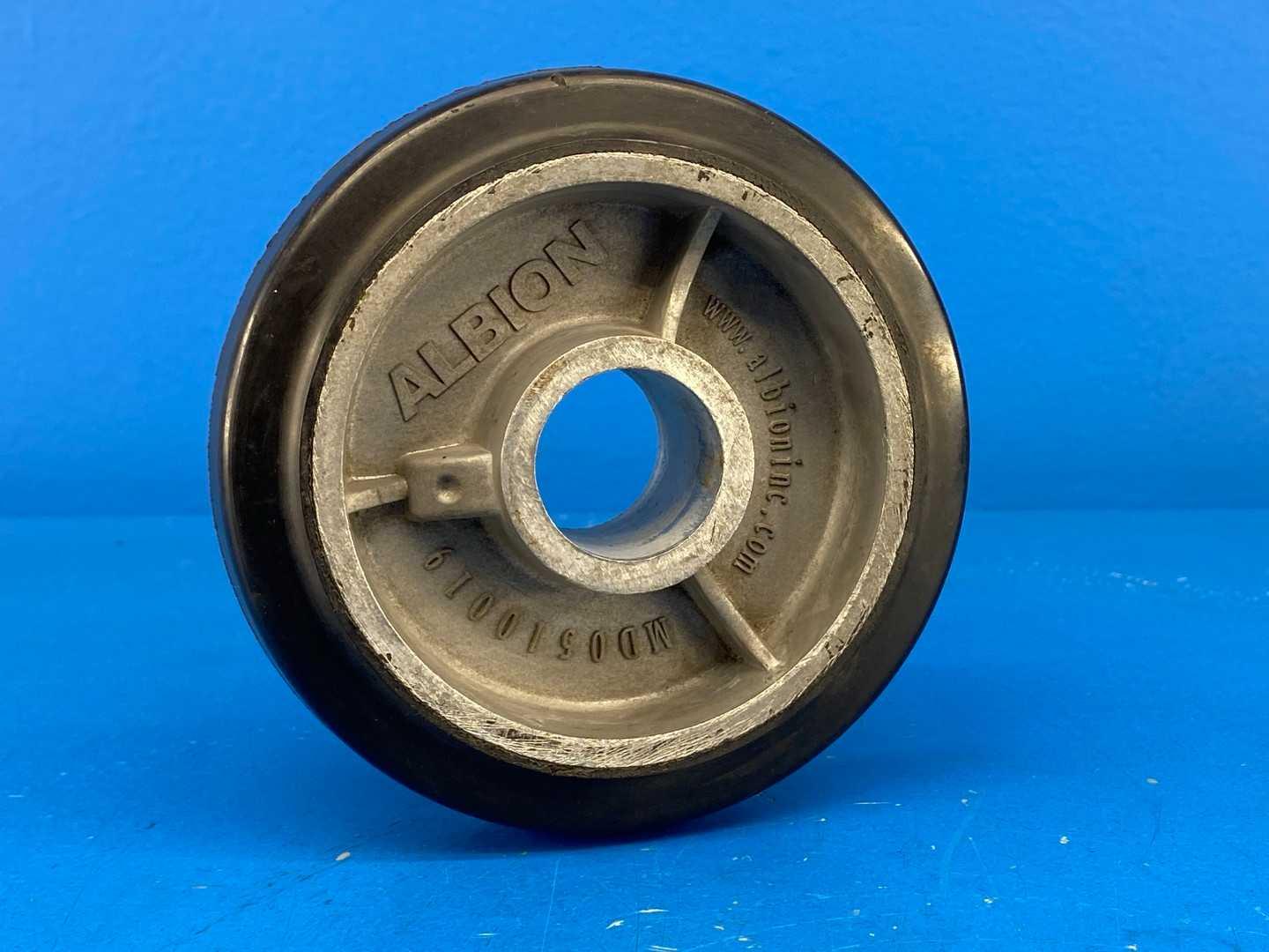 Albion MD0510019 Industrial Caster Wheel, 5" x 1-1/2", Mold-On Rubber / Aluminum Core, 300 Ibs Capacity, Plain Bore