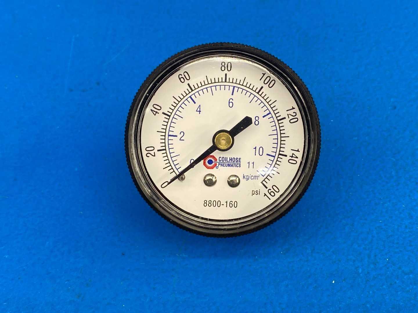 Coilhose Pneumatics 8800-160 2" Dry Pressure Gauge 0-160 PSI, 1/4" NPT Center Back Mount
