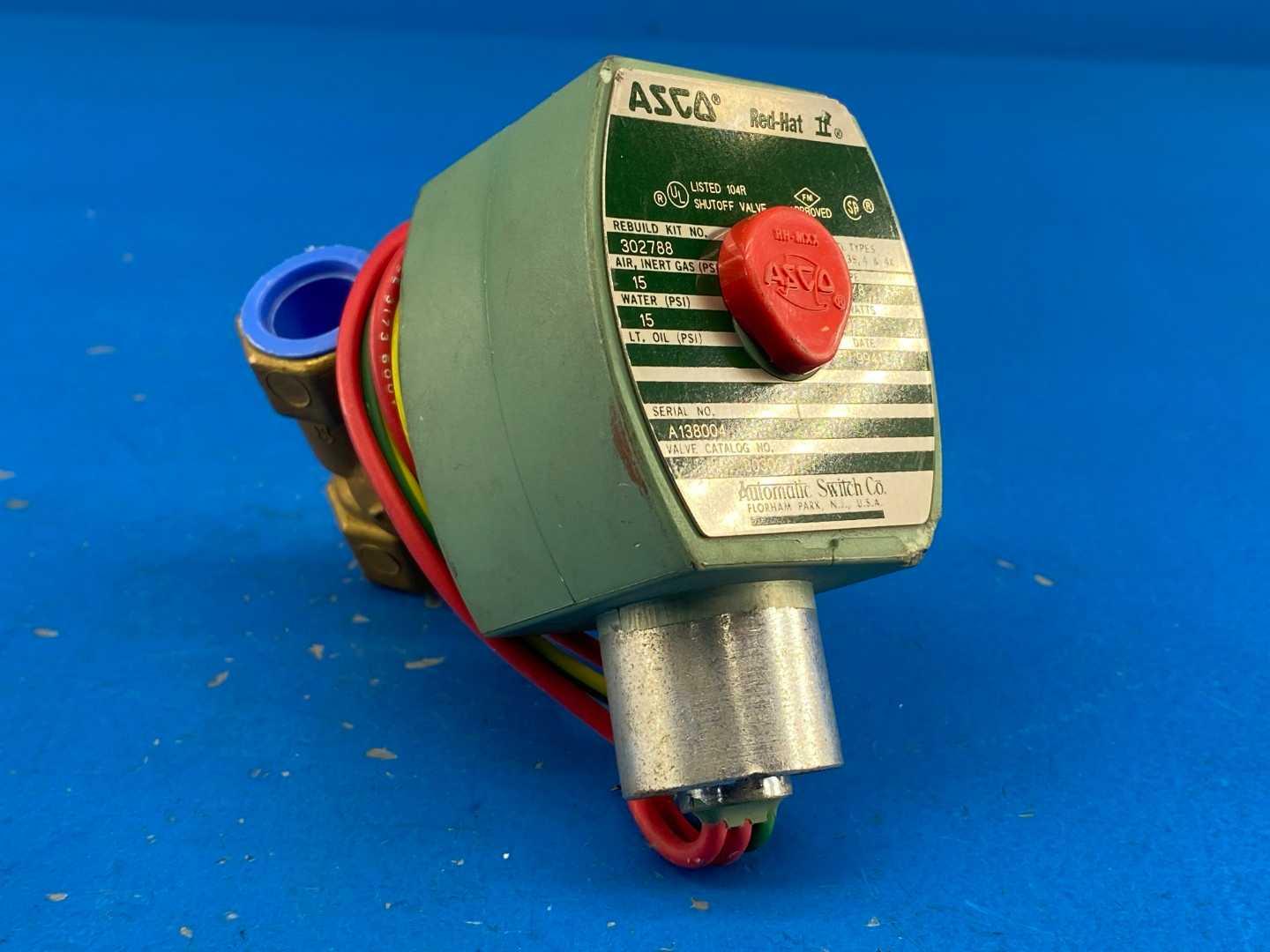 Asco 8030G13 Red-Hat Solenoid Shutoff Valve - 3/8" NPT, 15 PSI, Air/Water/Oil