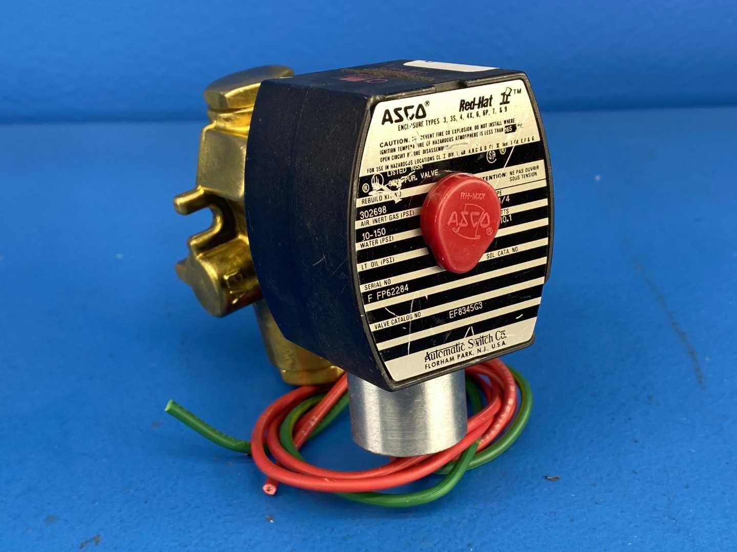Asco EF8345G3 Red-Hat 4-Way Solenoid Valve 1/4" Pipe 10-150 PSI XPROOF Air Valve 24V