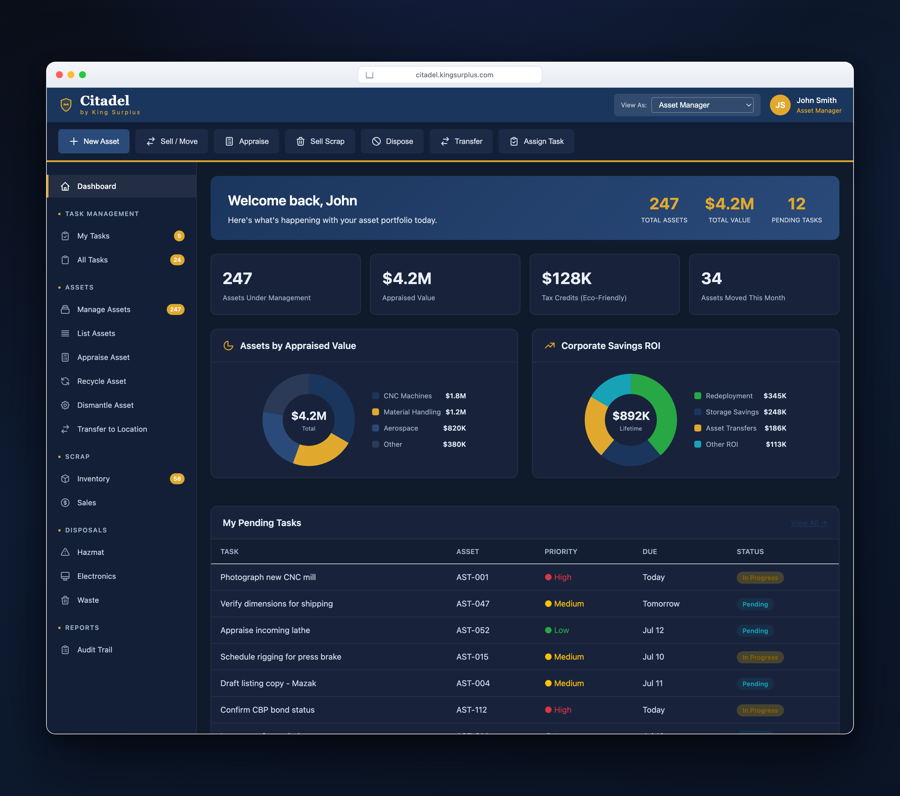 Citadel in dark mode