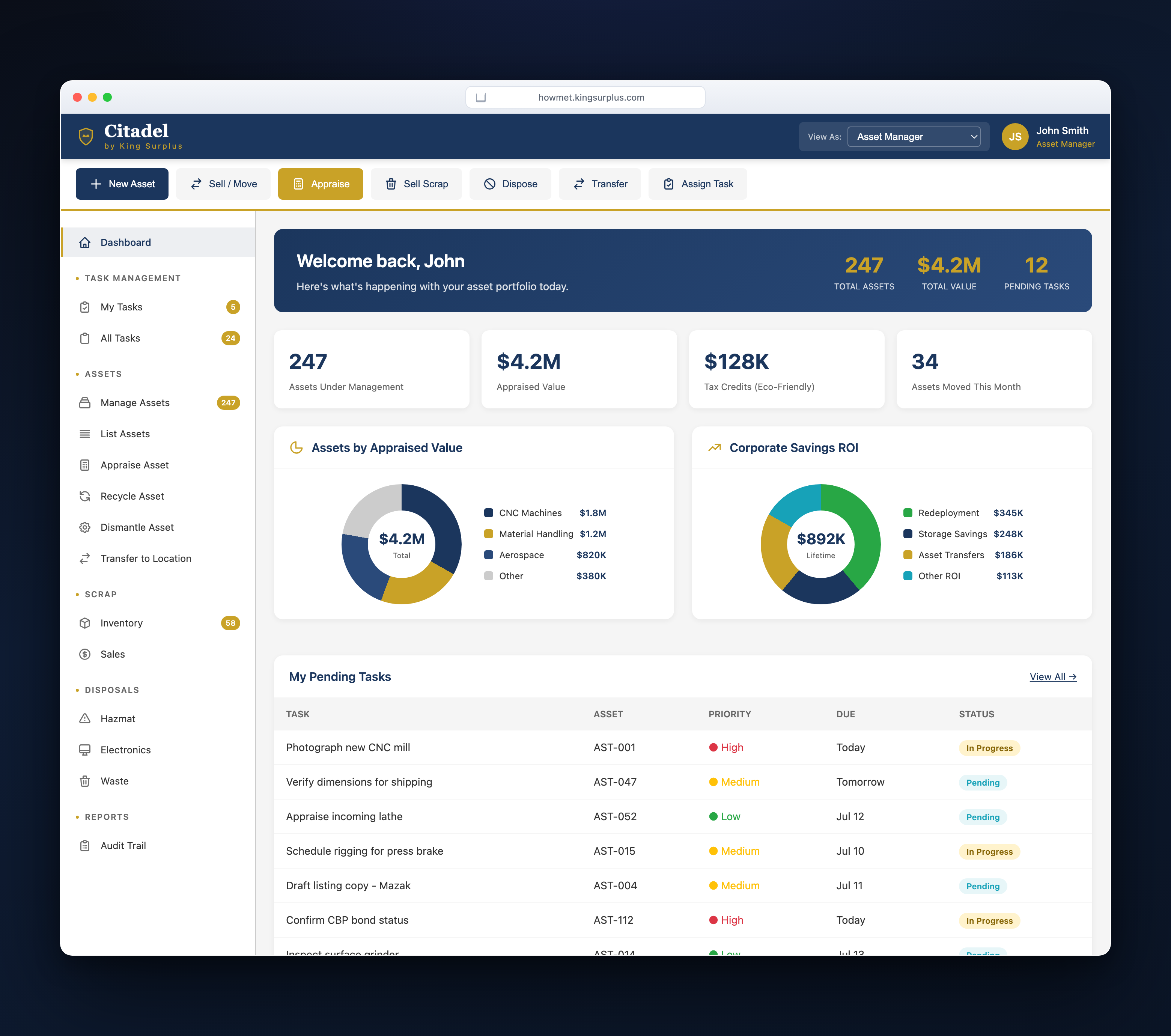 King-branded Citadel, on a client subdomain