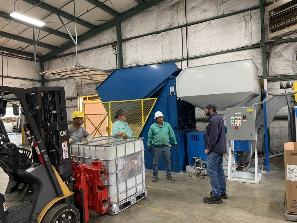 Briquetting line, crew loading