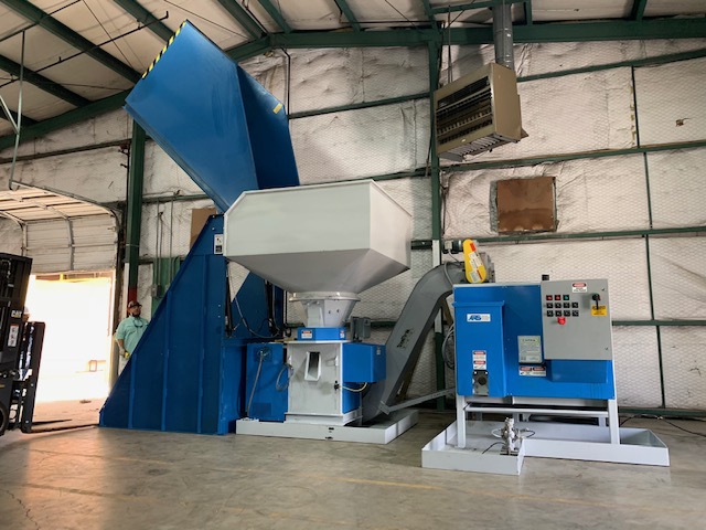 Dump hopper, crusher & AL briquetting machine