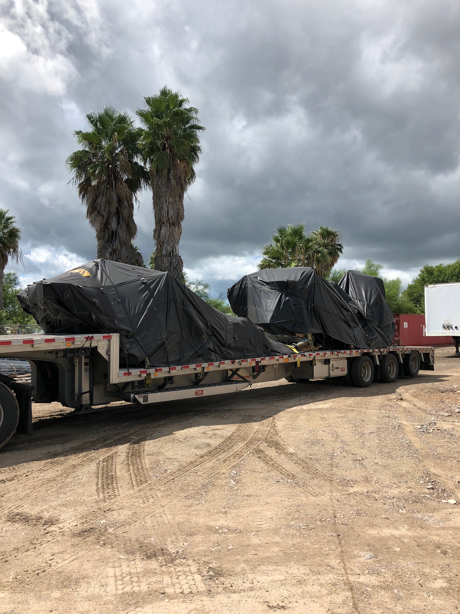 Machinery tarped & inbound